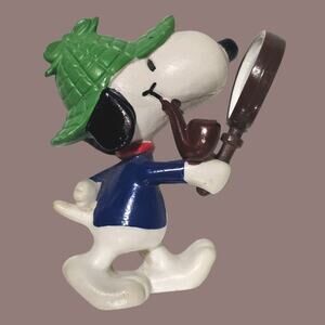 Vintage Peanuts Snoopy Sherlock Holmes Detective Spyglass PVC Hong Kong 1958 '66